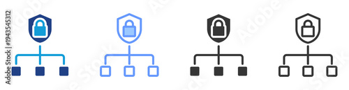 Zero Trust Model icon set multiple style collection