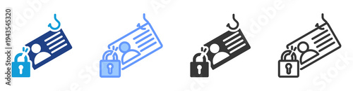 Credential Theft icon set multiple style collection