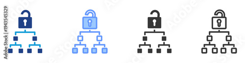 Access Hierarchy icon set multiple style collection