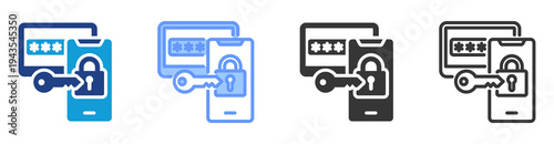 Device Authentication icon set multiple style collection