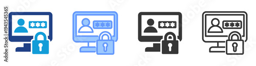 Account Lockout icon set multiple style collection