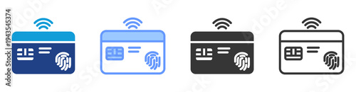 Smart Card Auth icon set multiple style collection