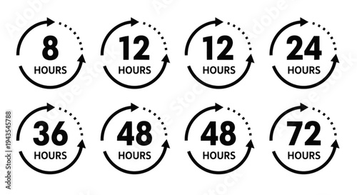 E-commerce Return Window and Warranty Period Hour Icon Set