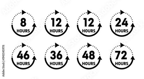 Intermittent Fasting Window and Sync Cycle Hour Icon Set