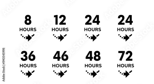 ETA, Shipping Duration, and Processing Time Arrow Icon Set