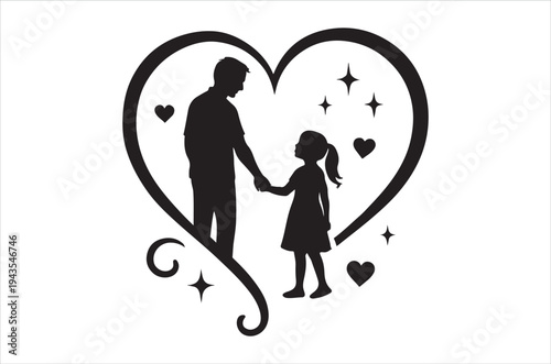 a man and a little girl holding hands in a heart