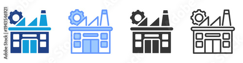 Factory Production icon set multiple style collection