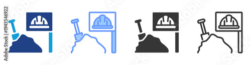 Site Preparation icon set multiple style collection