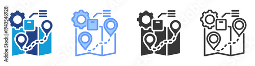 Logistic Coordination icon set multiple style collection