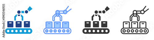 Assembly Line icon set multiple style collection