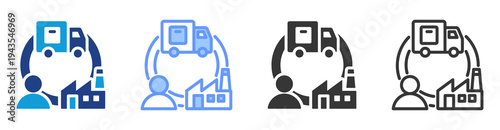 Supply Chain icon set multiple style collection