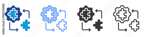 Modular Integration icon set multiple style collection