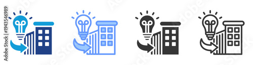 Architectural Innovation icon set multiple style collection