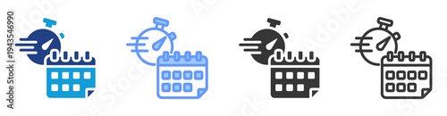 Shorter Schedule icon set multiple style collection