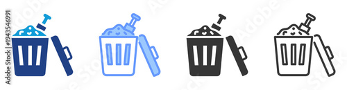 Material Waste icon set multiple style collection