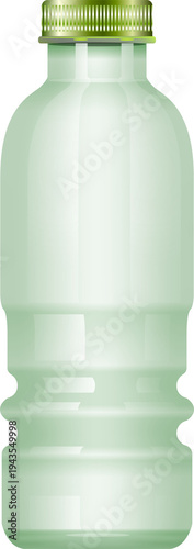 A photorealistic vector illustration of a sealed plastic bottle. The bottle is a very dark, translucent forest green color