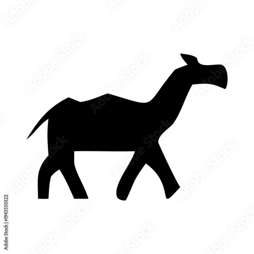 Black silhouette of a camel standing on a white background isolated on transparent background, Vector