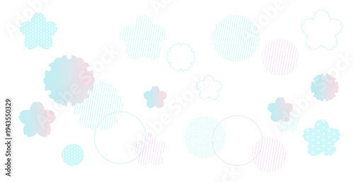 春をイメージしたカラフルな幾何学模様の背景イラスト　ジオメトリック　メンフィス