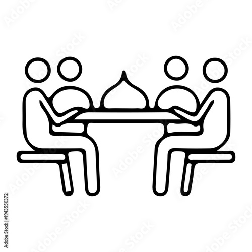 Four people sitting around a table in a meeting or discussion setting. isolated on transparent background, Vector