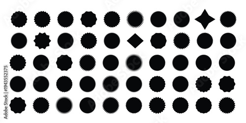 Zigzag edge sticker set for discount labels, badges, and sale tags. Set of zigzag edge frames rectangle shape frame. Postage stamps set. Post stamp frames and borders. Scalloped scallop edge ...