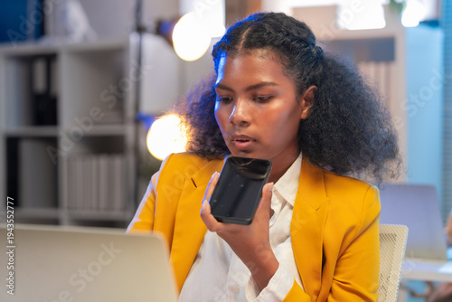 business professional leverages an AI-powered assistant and advanced big-data analytics on a smartphone to discuss strategic fintech consulting, financial planning, and data-driven investment insights