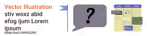 Task management, productivity, organization, work planning, time management, decision-making. Question mark placeholder with a to-do list interface. Task management and productivity