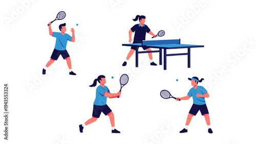 Diverse Racquet Sports Collection Tennis Ping Pong Badminton Fun for All Fitness Goals