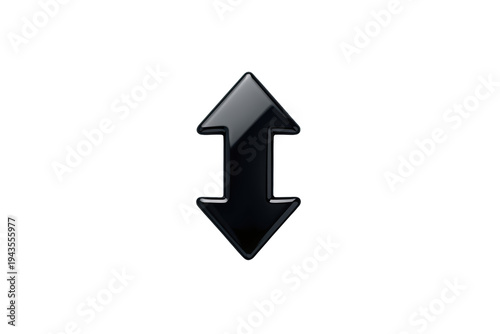 Free Download Black glossy 3d double arrow icon representing up down navigation, scrolling, resizing, and vertical movement - GFXLoad