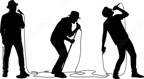 Snowboarding Athlete Black Silhouette Vector Set, Winter Extreme Sport Action Graphics, Boarder Jumping, Grabbing, and Riding Snow Mountain Icons, Snowboarder Freestyle Stunt Illustration.