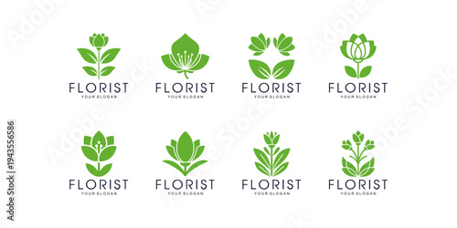 Modern floral shop logo collection for branding and identity