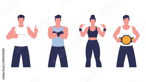 Diverse Group of Fit People Posing Confidently Celebrating Fitness and Achievement