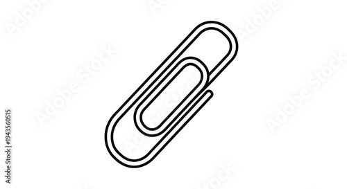 This minimalist vector illustration depicts a classic paperclip, a simple yet essential office supply tool for organizing documents and papers.