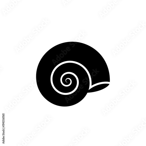 Black snail shell icon silhouette.