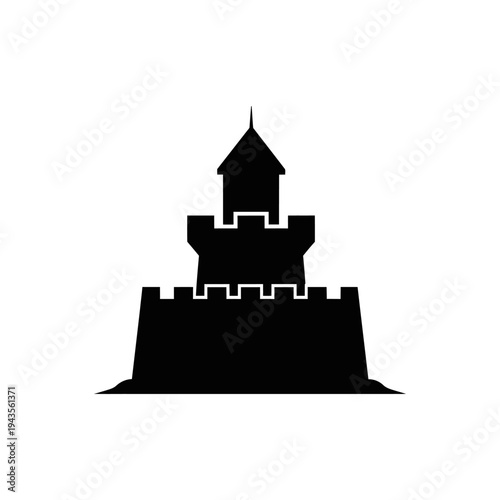 Black silhouette of a castle tower.
