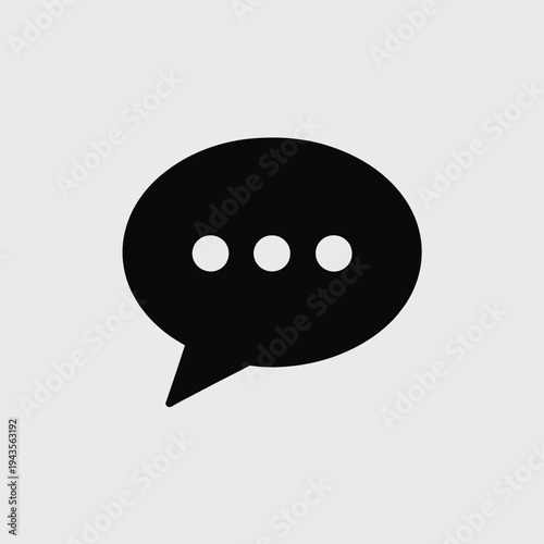 Simple black speech bubble icon with three white ellipses inside