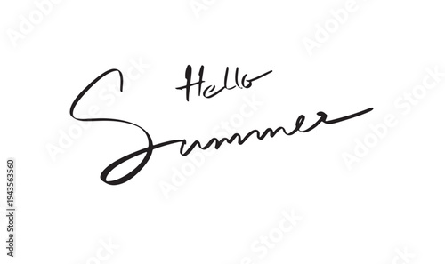 Hello summer text font calligraphy hand written lettering script black color object icon hello summer season vacation beach holiday happy travel banner nature hello summer print party event sea sun 