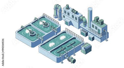 Industrial Wastewater Treatment Plant With Tanks And Buildings