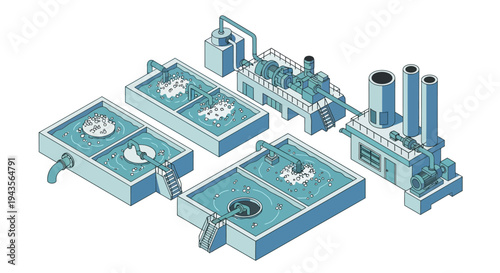 Industrial wastewater treatment plant with advanced filtration and purification systems