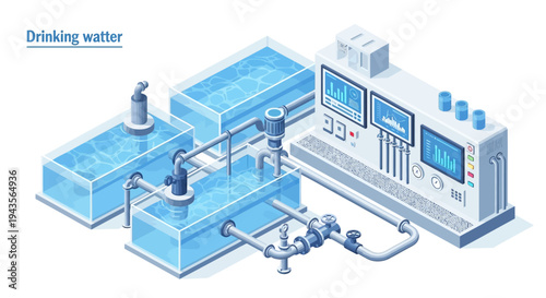 Advanced water purification system for clean drinking water production and distribution