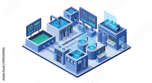 Advanced Industrial Automation and Smart Factory Technology with Automated Systems and Digital Interfaces