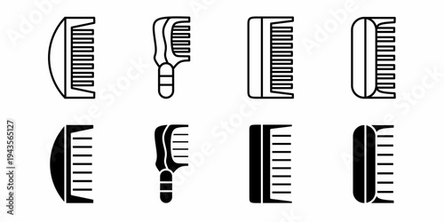 Comb. Vector collection of comb icon illustrations. Black icon design.