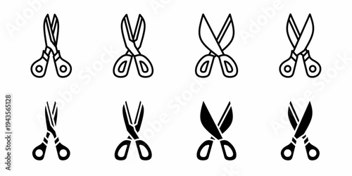 Scissors. Vector collection of scissors icon illustrations. Black icon design.