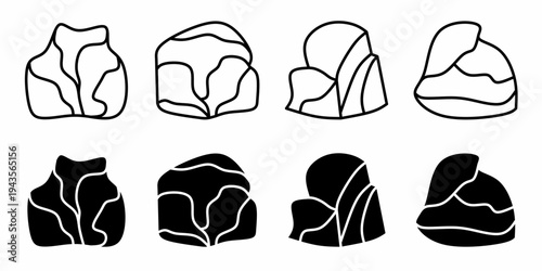 Rock Vector collection of rock icon illustrations. Black icon design.