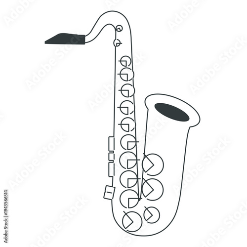 ミニマルなテナーサックス線画イラスト