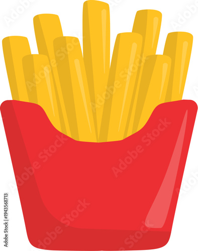 French Fries Illustration In Red Container
