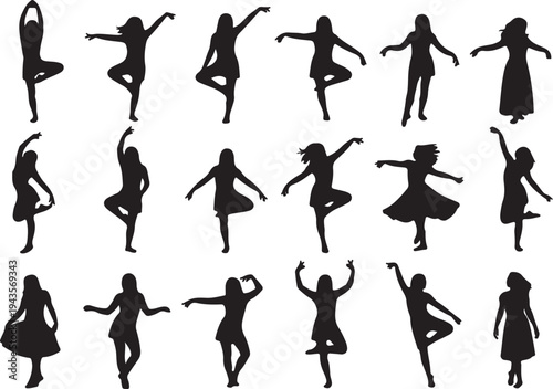 Vector Silhouette Collection of Modern Dancers, Yoga Practitioners, and Fitness Poses in Expressive Movement
