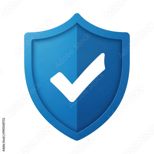 A blue shield with a white check mark
