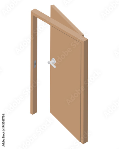 少しだけ開いたドア・アイソメトリック