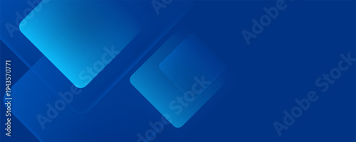 Modern blue abstract wide banner background with square shape. Minimalist geometric design. Space for your text. Suit for presentation, business, corporate, cover, header, website