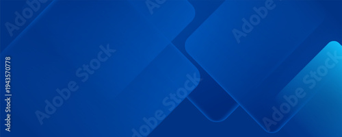 Modern blue abstract wide banner background with square shape. Minimalist geometric design. Space for your text. Suit for presentation, business, corporate, cover, header, website